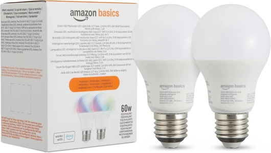 Smart A60 Ampoule LED multicolore, culot E27, WiFi 2,4GHz, 8W (équivalent 60W), fonctionne avec Alexa uniquement, 2 pièces