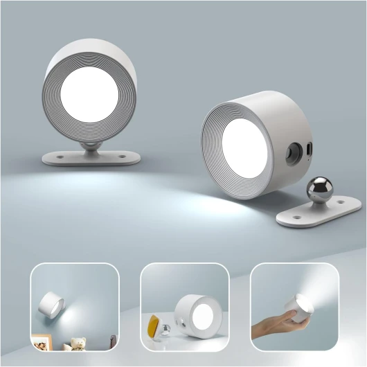 Applique Murale Interieur, Lampe Murale Touch LED avec Port de Charge USB Contrôle Tactile, 3 Niveaux de Luminosité 3 Températures Rotatifs 360° Lampe de Chevet pour Chambre à Coucher 2Pièces