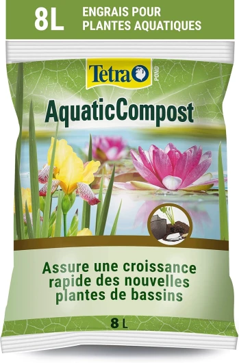 Pond AquaticCompost - Engrais, Terreau pour Fond de Bassin – Nutriments pour Plantes de Bassin de Jardin et d’Ornement - Favorise la Croissance des Plantes – 8 L