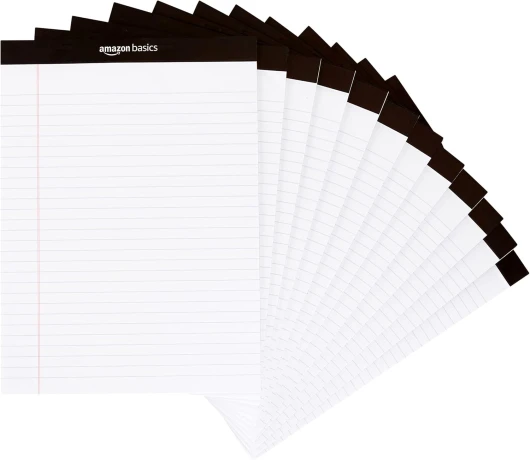 Blocs-notes, ligné, 21.6 x 29.8cm, 12 unités (12 x 50 feuilles), Blanc