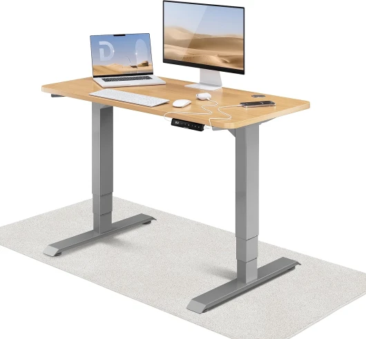 Bureau Assis Debout Électrique - Bureau Réglable en Hauteur Stabilisé - Commande Tactile - Mémoires - Ports USB Intégrés - Bureau Assis Debout 120x60cm