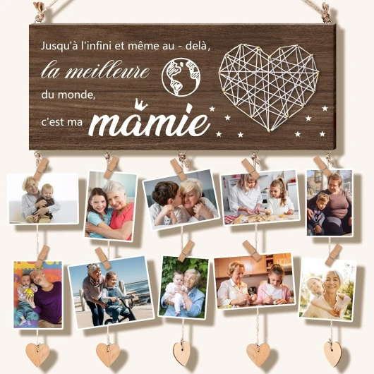 Cadeau Fete Des Grand Mere, Cadeau Anniversaire Mamie - Bonne Grand-mère - Cadeaux Mamie Cadre Photo Mural Avec 10 Clips Porte-Photos, Cadeaux Fete Des Grand Mere