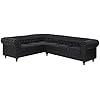 Canapé d'Angle à Droite en Cuir PU Noir Housse Amovible Assise Large Chesterfield