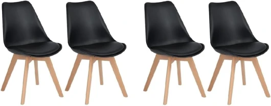 IZTOSS Lot de 4 chaises de cuisine moderne, salle à manger, avec pieds en bois, coussin de siège confortable en mousse (B-noir)