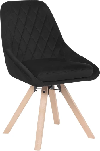 Chaise Pivotante de Salle à Manger, Chaise de Cuisine Scandinave, Chaise de Salon, Chaise avec Siège Rembourré, Pieds en Bois Massif, Chaise en Velours, Noir, BH359sz-1