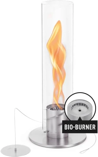 Spin 900 Argent Nouveau MODELE durée de Combustion prolongée grâce à Technologie de Combustion - cheminée au bioéthanol Liquide pour l'intérieur et l'extérieur, feu de Table Acier Inoxydable