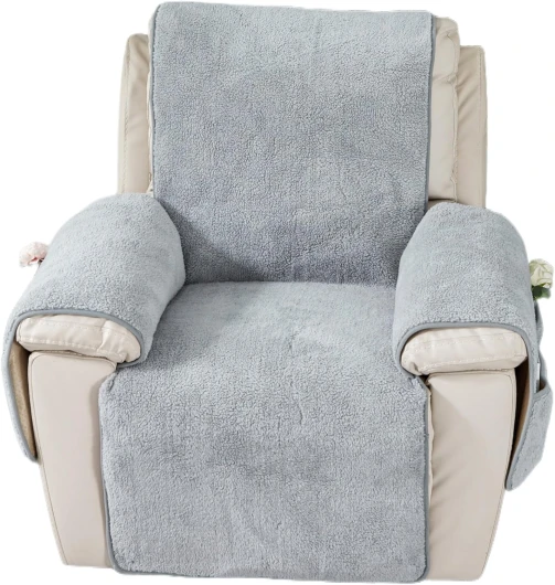 Ebeta Housse de Fauteuil inclinable, Housse d'accoudoir de canapé, Housse de Chaise relaxante Housse Sherpa pour Fauteuil Relaxant, Housse de Protection antidérapante (Gris, 60 x 225 cm)