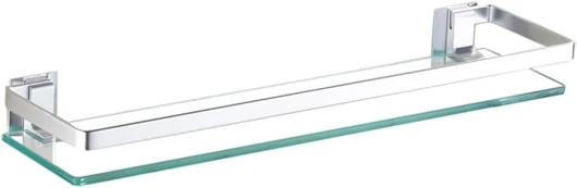 ZXQZ Etagère en Verre pour Salle de Bain, 60 80cm Murale Verre Etagere Douche Tablette Aluminium Argenté - avec Tringle chromée & 8mm Verre Trempé étagère de Salle