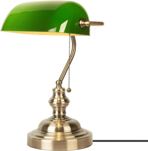 JCPYIUL Vert Verre Banker Lampe de Bureau, Européenne Classique Bronze Finition Base E27 Vintage Lampe de Table, pour Chambre à Coucher Bureau Bibliothèque salle d'étude