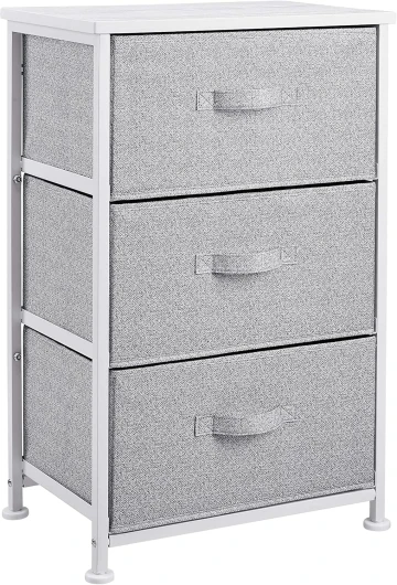 Commode pour armoire - 3 tiroirs en tissu - blanc