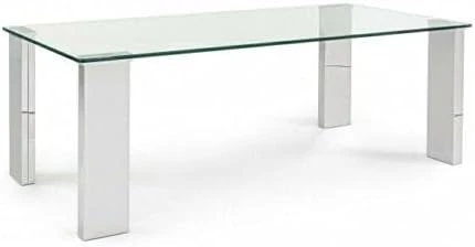 Mar.c.a - Design 9475-9538 Table, Verre trempé Bois d'ingénierie Acier allié, 120x60x45 cm