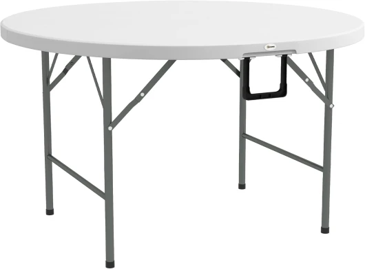 Table Ronde de Jardin Pliante Ø122 cm Peut accueillir 6 Personnes pour évènement, Structure métal, Plateau HDPE