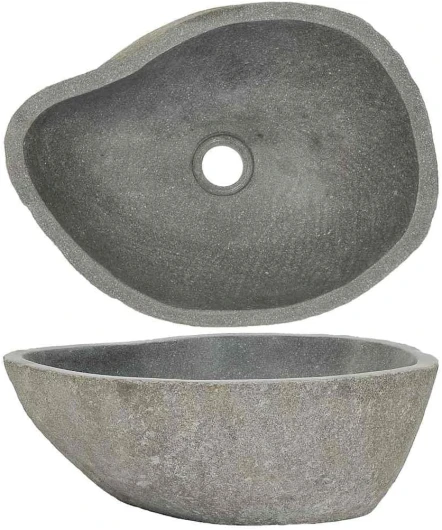 Lavabo en Pierre de Rivière Ovale, Lave-Mains, Vasque à Poser de Toilette Salle d'eau Salle de Bain Maison, (37-46) x(29-36) cm