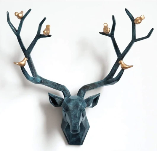 YHRJ Papercraft 3D Animaux Tete De Cerf Decoration Murale,Sculpture De Tête De Cerf en Trois Dimensions D'intérieur, Cadeau Suspendu De Tête d'animal Géométrique, Résine Écologique, 3 Styles