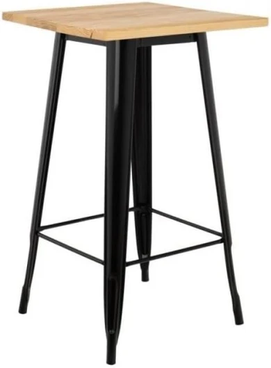 Table de Bar Bois métal Table Mange Debout Fer Design Industriel Table Haute de Bistro,Table Haute carrée 60 * 60 * 110cm Mange Debout Style Industriel en métal,pour 2 à 4 Personnes