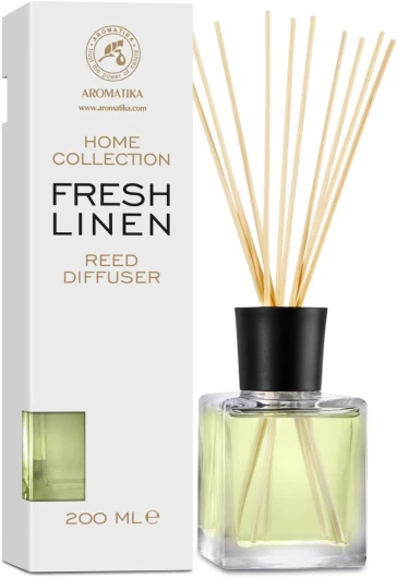 Diffuseur Parfumé Linge Frais 200ml - Diffuseur à Roseaux - Bâtonnets de Parfum - Parfum Ambiance - Parfum de Fresh Linen - Desodorisant Maison - Diffuseur à Roseau